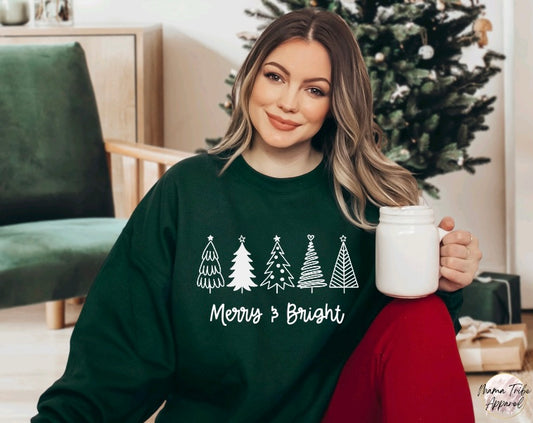 Merry & Bright Christmas Tree Sweatshirt